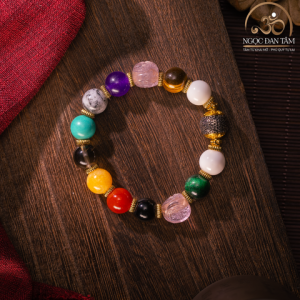 Vòng Tay Đá Phong Thủy Đa Sắc Phối Charm