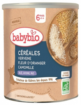 BỘT ĂN DẶM VỊ HOA CỎ,CAM,CÚC, BABYBIO CÉRÉALES 220G, PHÁP. (Hộp, nhiều vị)